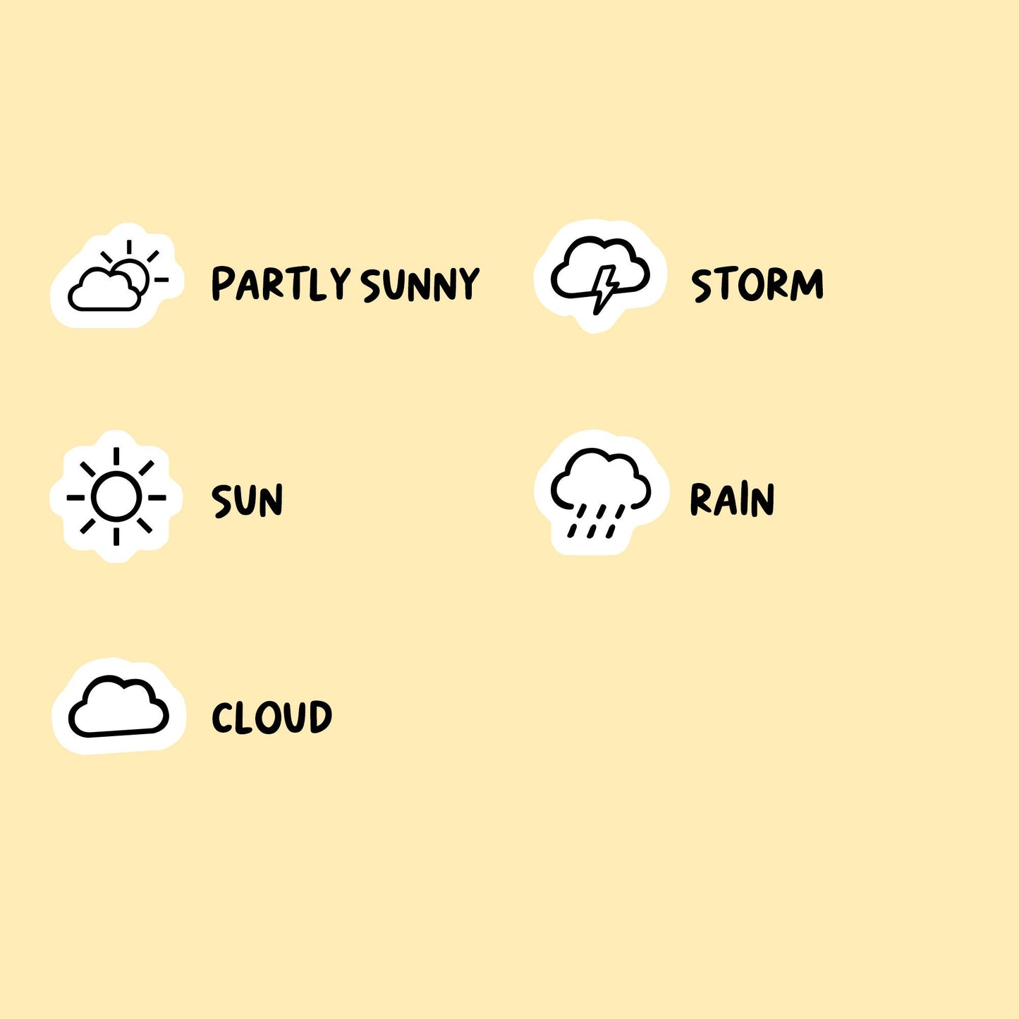 Weather Mix Icon Stickers | Choose from 5 shapes and multiple colors | Planner Stickers | ICM006