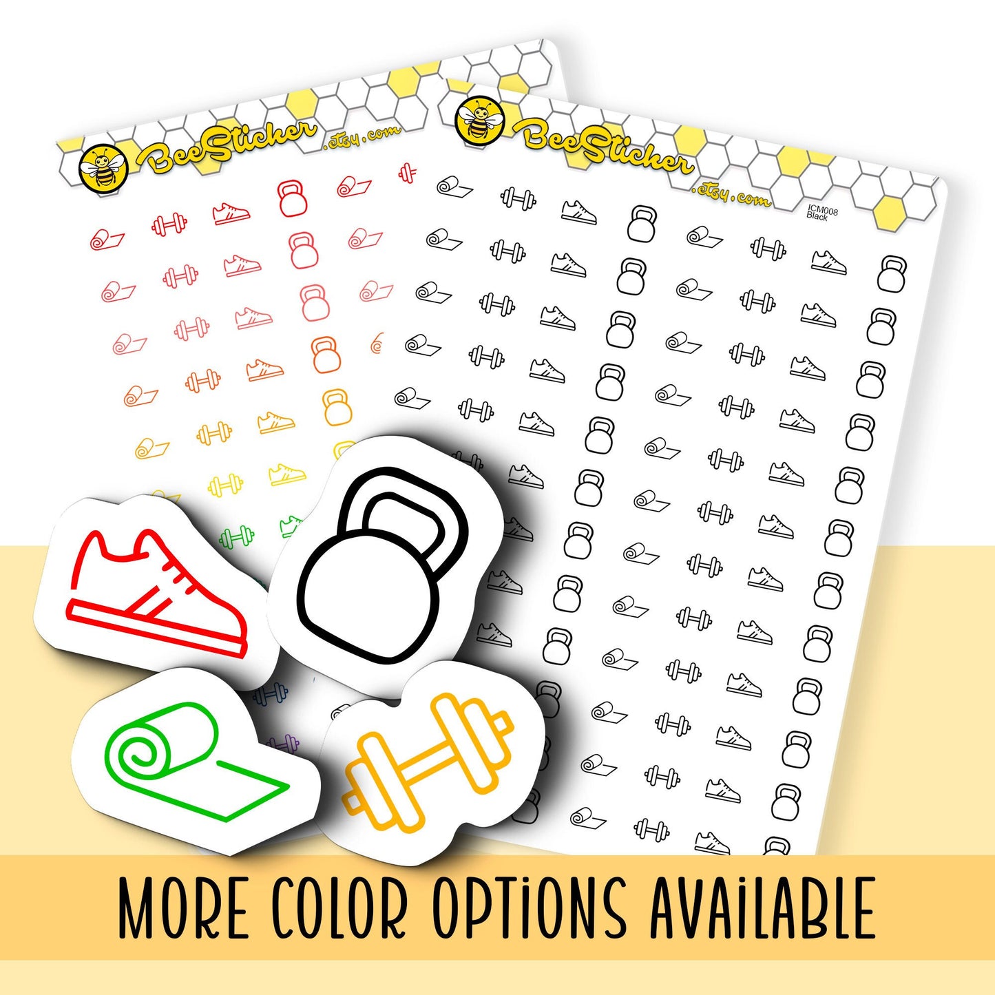 Fitness Mix Icon Stickers | Choose from 4 shapes and multiple colors | Planner Stickers | ICM008
