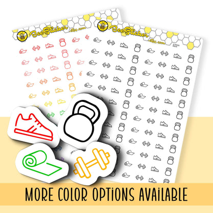 Fitness Mix Icon Stickers | Choose from 4 shapes and multiple colors | Planner Stickers | ICM008