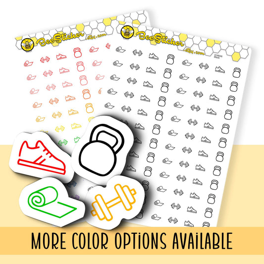 Fitness Mix Icon Stickers | Choose from 4 shapes and multiple colors | Planner Stickers | ICM008