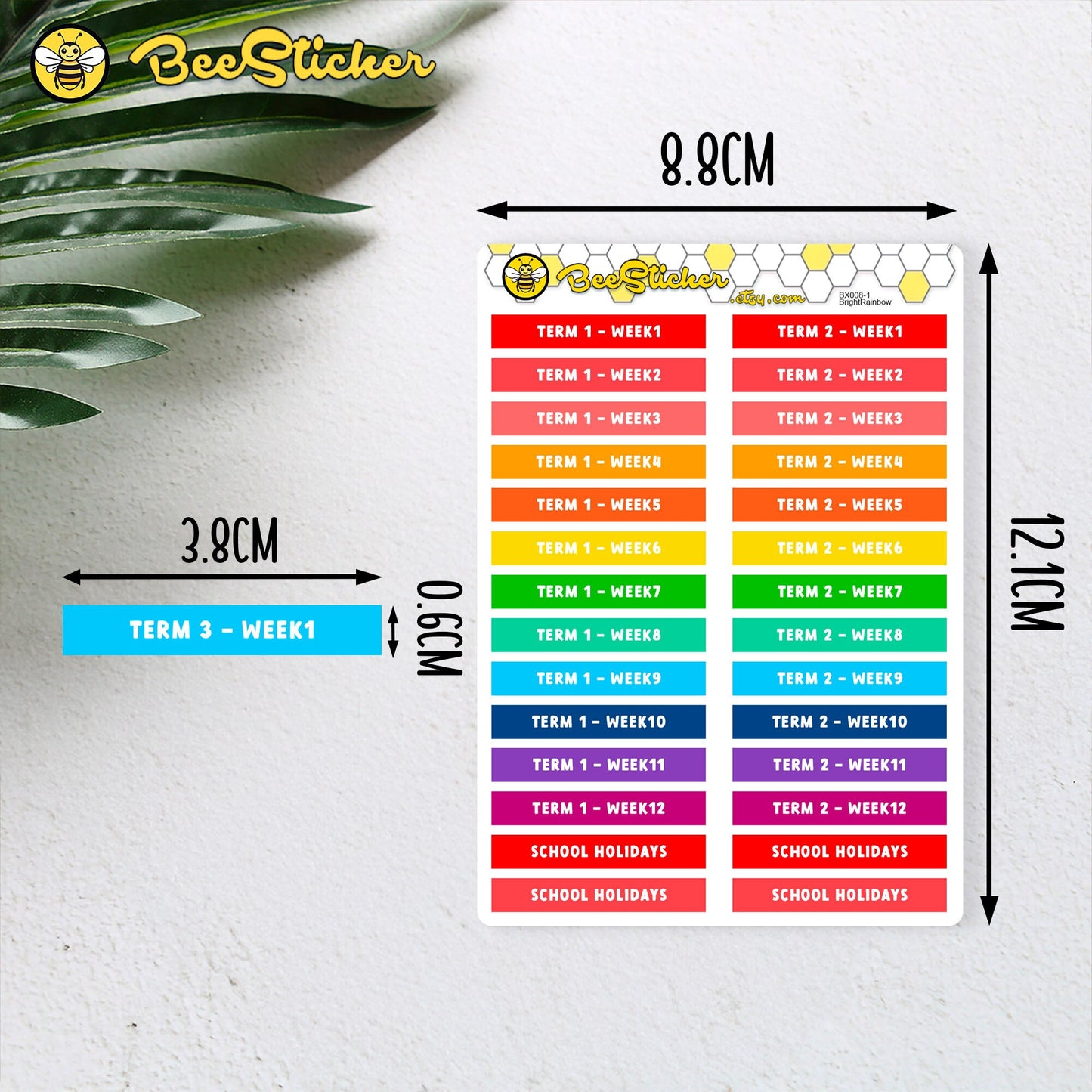 School Term Header Stickers | Choose from multiple colors | Planner Stickers | BX008