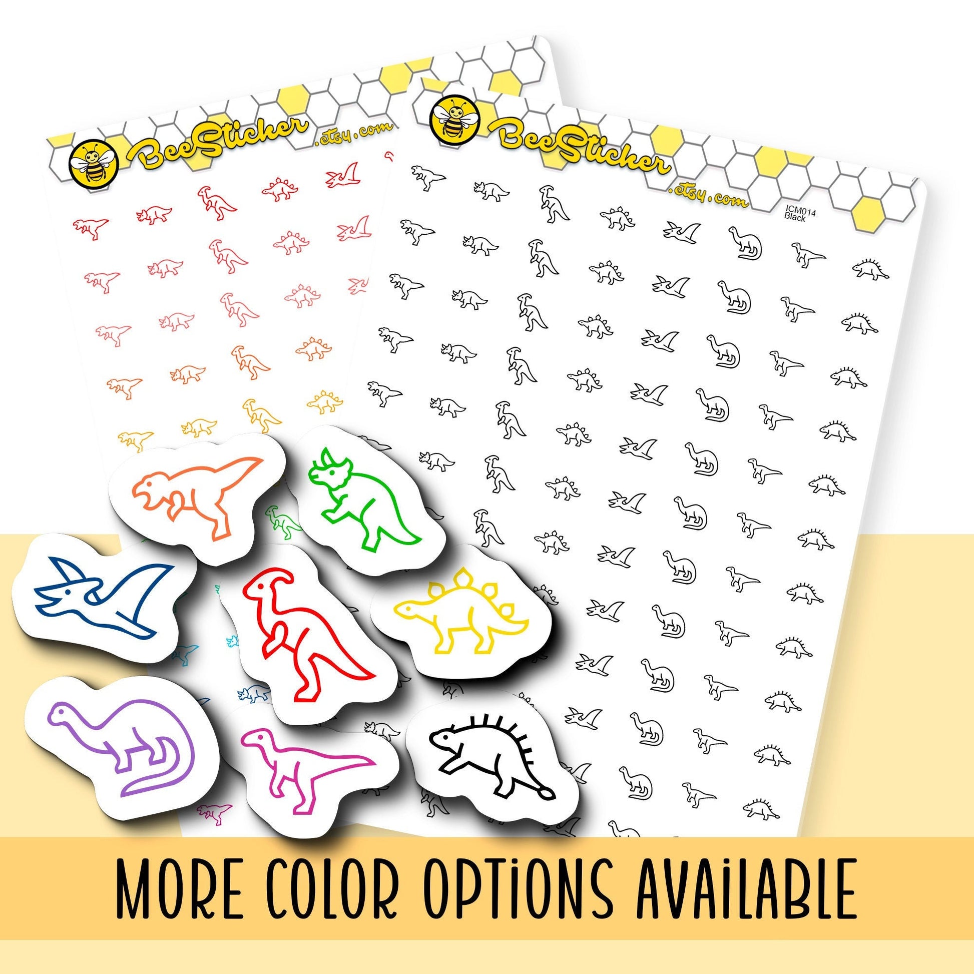 Dinosaur Mix Icon Stickers | Choose from 8 shapes and multiple colors | Planner Stickers | ICM014