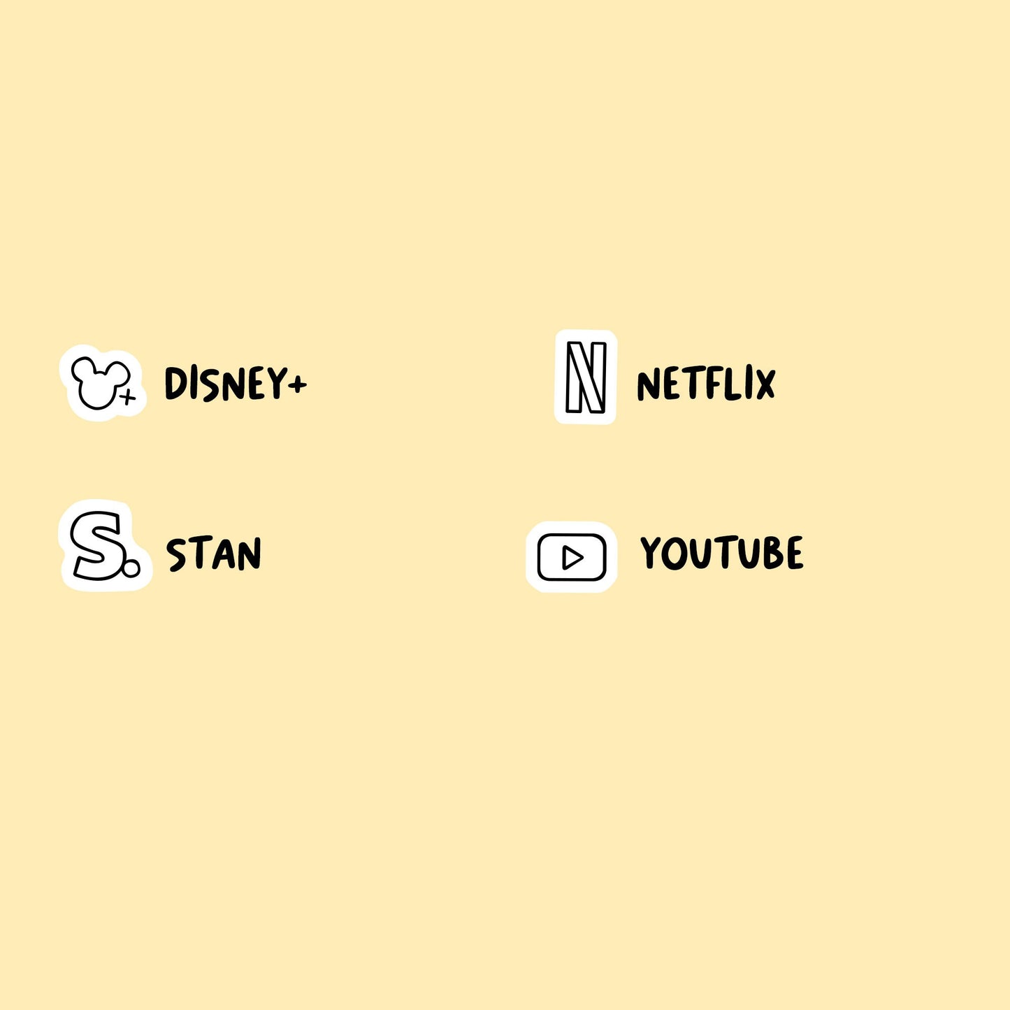 Streaming Mix Icon Stickers | Choose from 4 shapes and multiple colors | Planner Stickers | ICM016