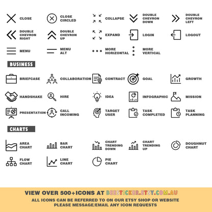 Mini Outline Icon Stickers | Choose from 360 shapes and multiple colors | Planner Stickers | IC006