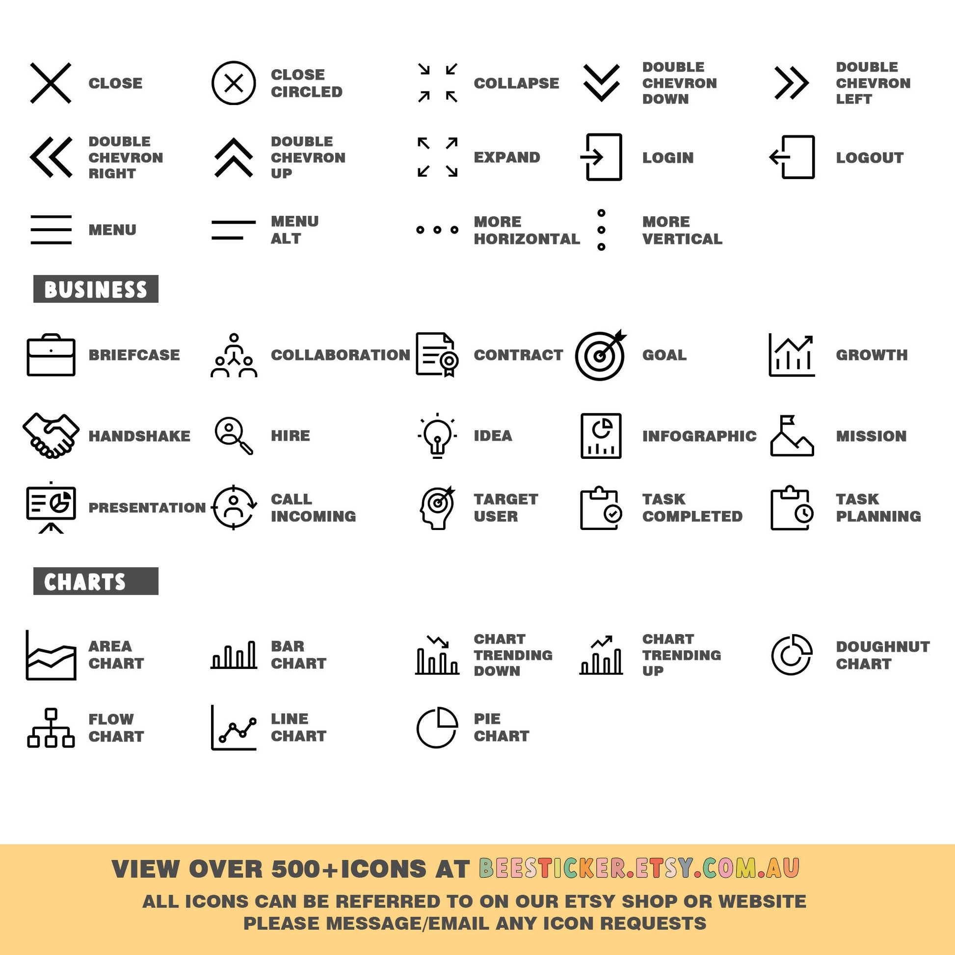Small Outline Icon Stickers | Choose from 360 shapes and multiple colors | Planner Stickers | IC007