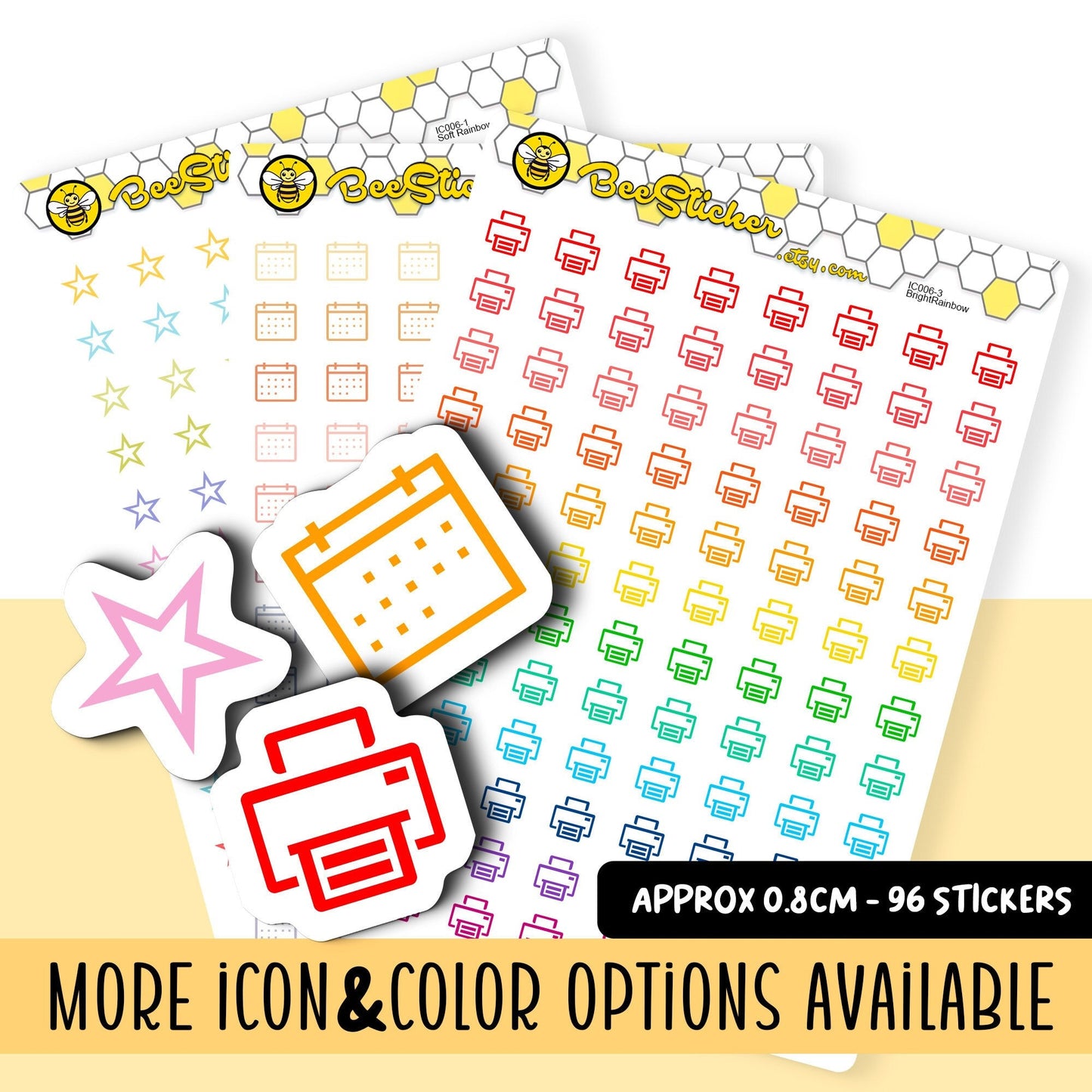 Mini Outline Icon Stickers | Choose from 360 shapes and multiple colors | Planner Stickers | IC006