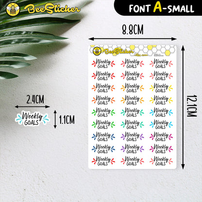 Weekly Goals Stickers | Choose from 2 fonts and multiple colors | Planner Stickers | PD001