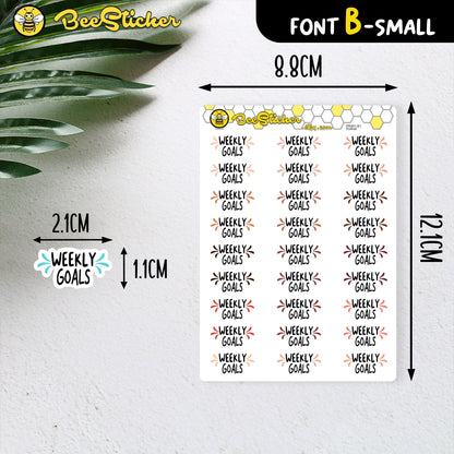 Weekly Goals Stickers | Choose from 2 fonts and multiple colors | Planner Stickers | PD001