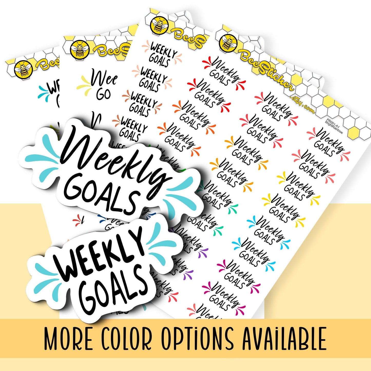 Weekly Goals Stickers | Choose from 2 fonts and multiple colors | Planner Stickers | PD001