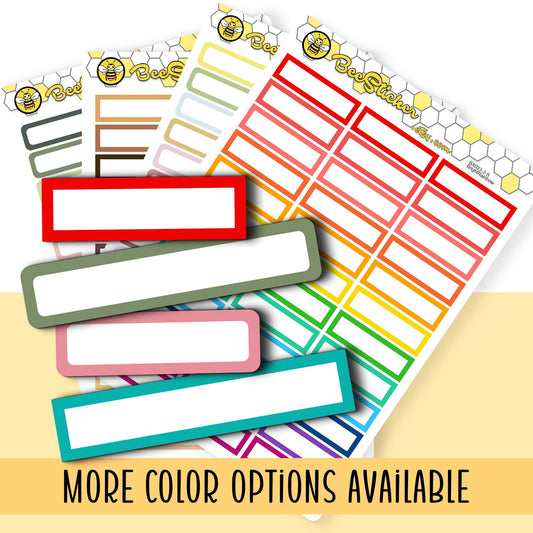 Thin Box Stickers | Choose from 2 sizes, 2 shapes and multiple colors | Planner Stickers | BX023