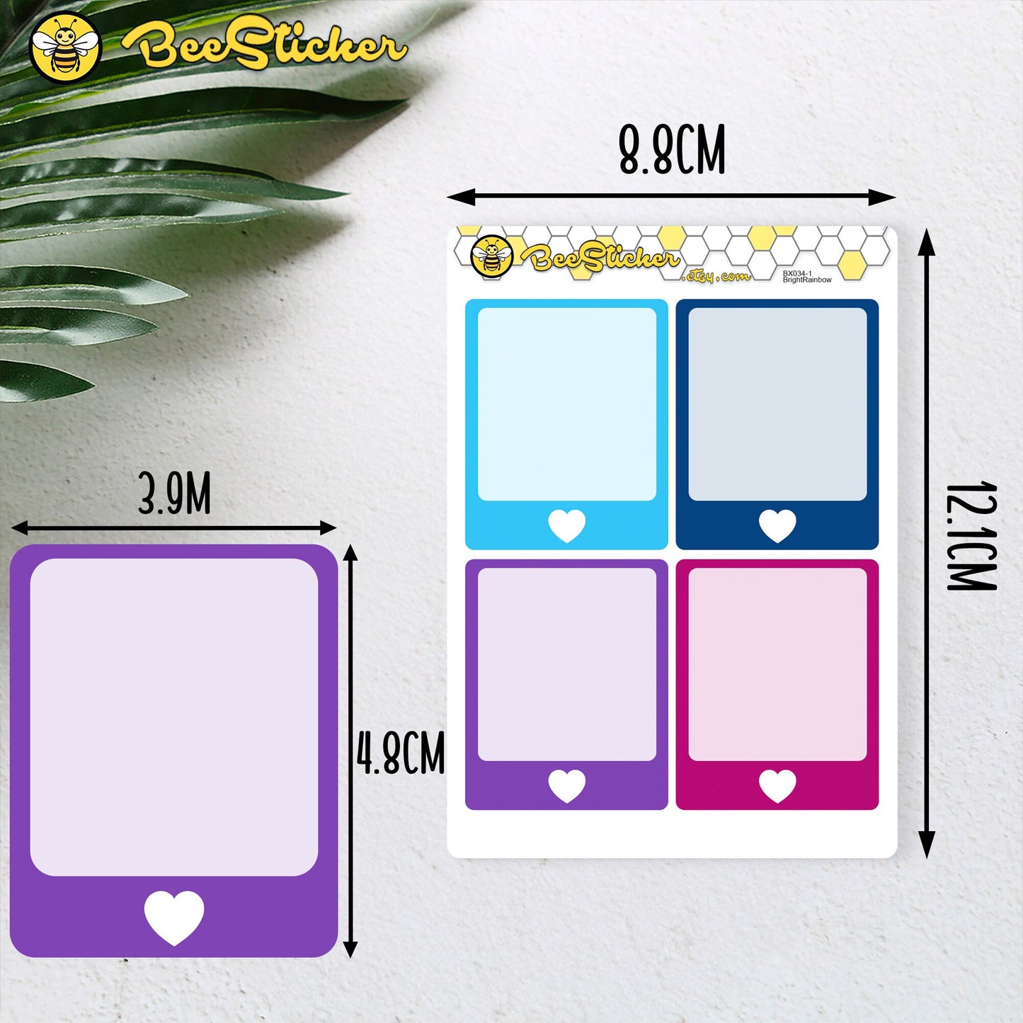 Heart Frames Full Box Stickers | Choose from multiple colors | Planner Stickers | BX034