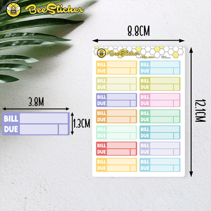 Bill Due Stickers | Choose from multiple colors | Planner Stickers | BX039