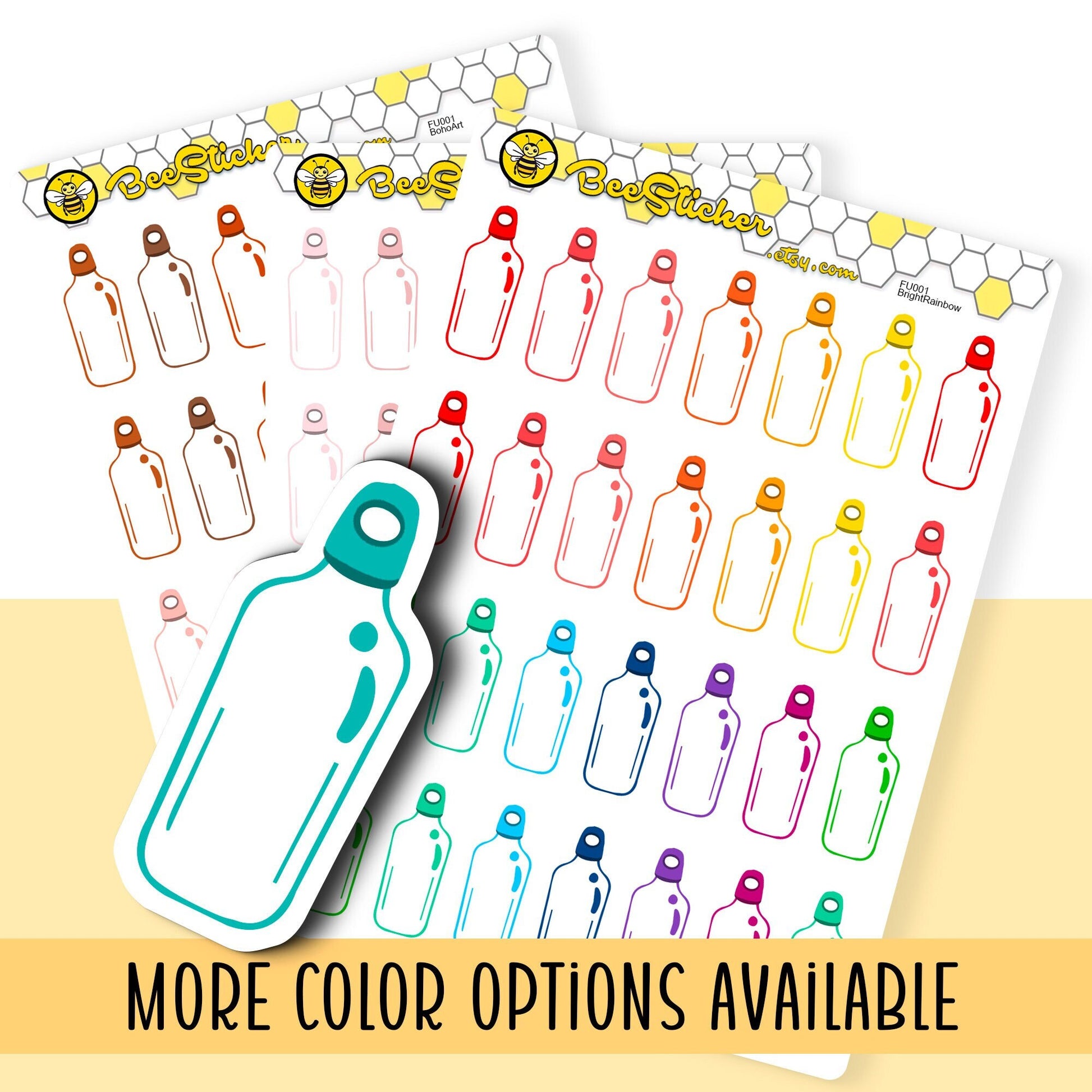 Hydrate Bottle Stickers | Choose from multiple colors | Planner Stickers | FU001