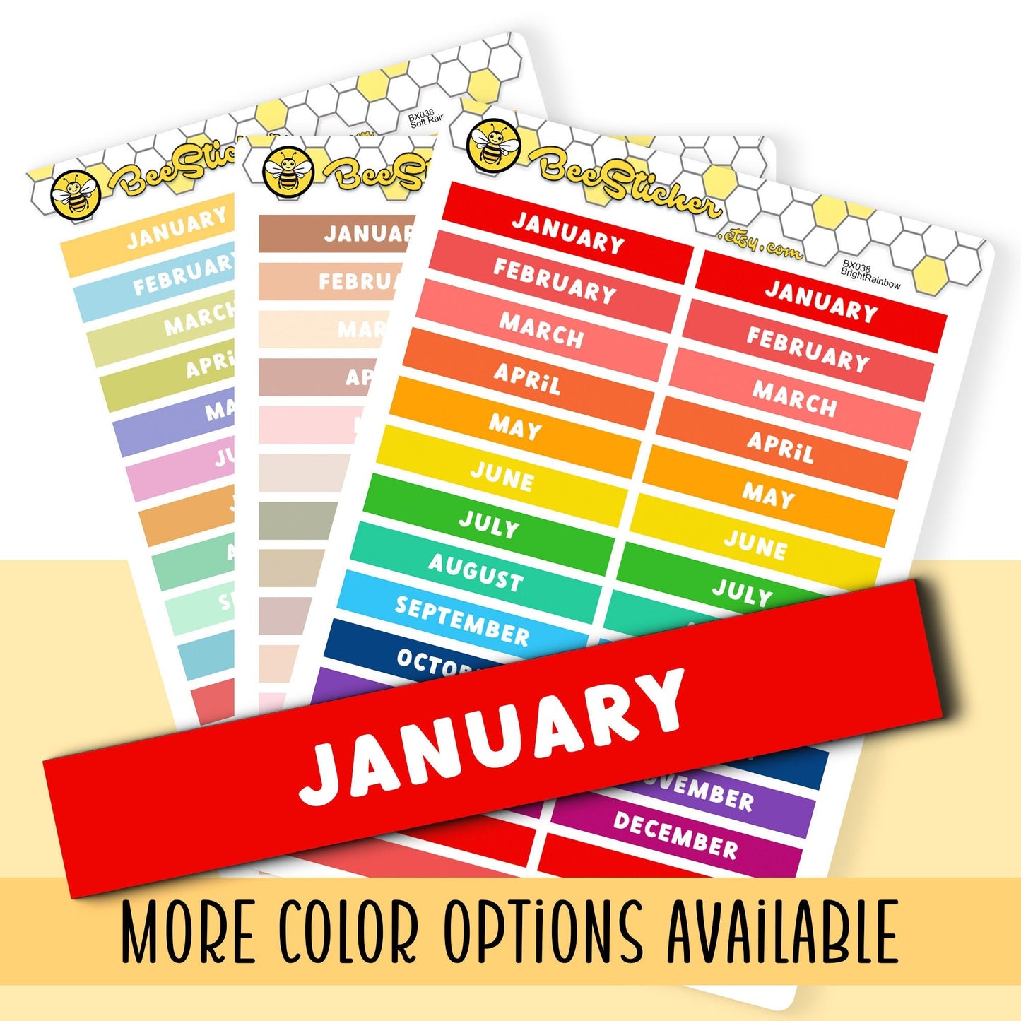 Month Header Stickers | Choose from multiple colors | Planner Stickers | BX038