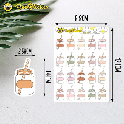 Mason Jar With Straw Lid Stickers | Choose from multiple colors | Planner Stickers | FU004