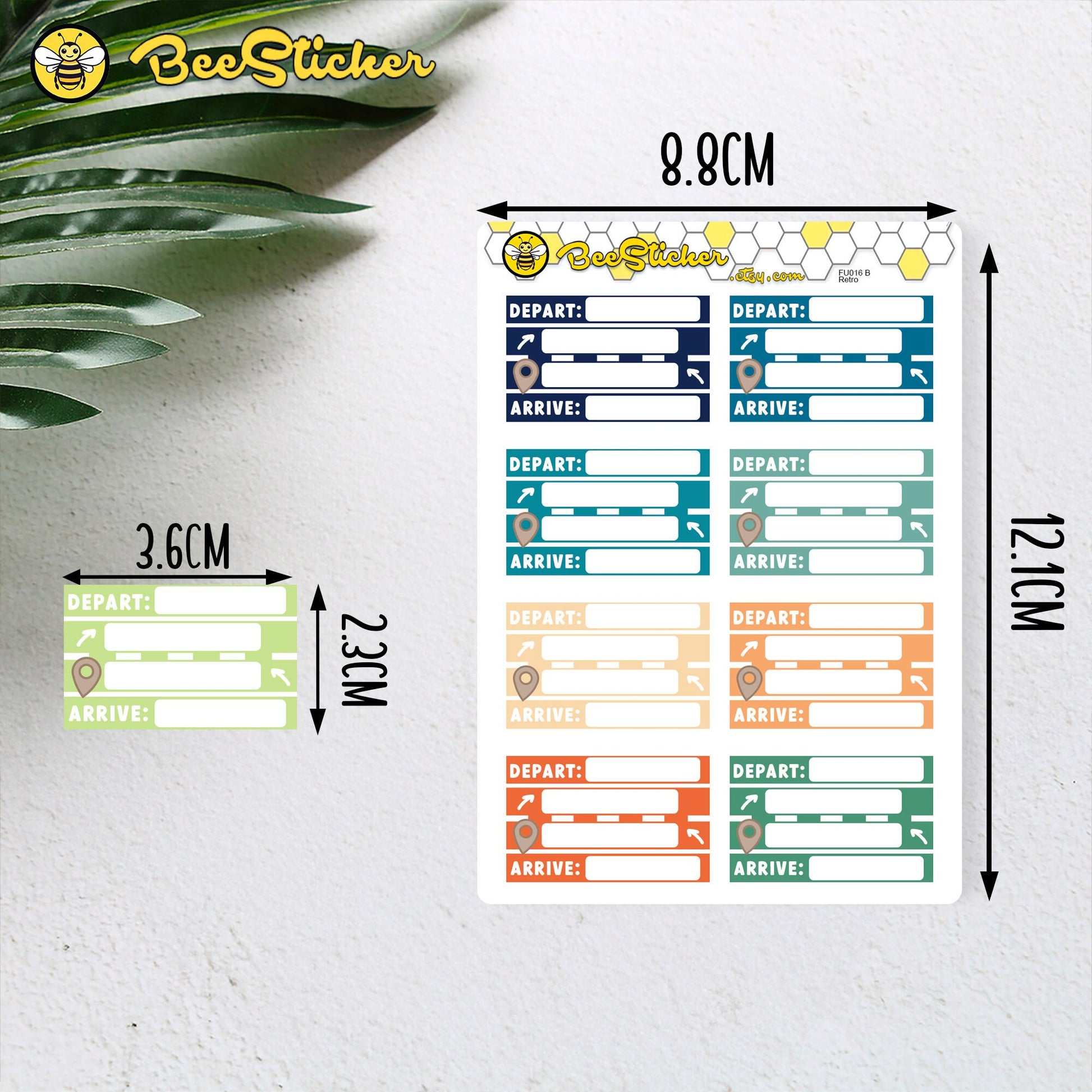 Travel Half Box Stickers | Choose from multiple colors | Planner Stickers | FU016