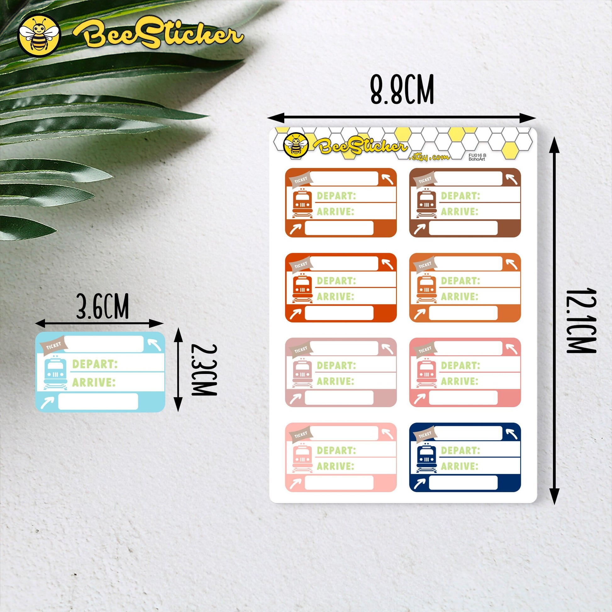 Travel Half Box Stickers | Choose from multiple colors | Planner Stickers | FU016