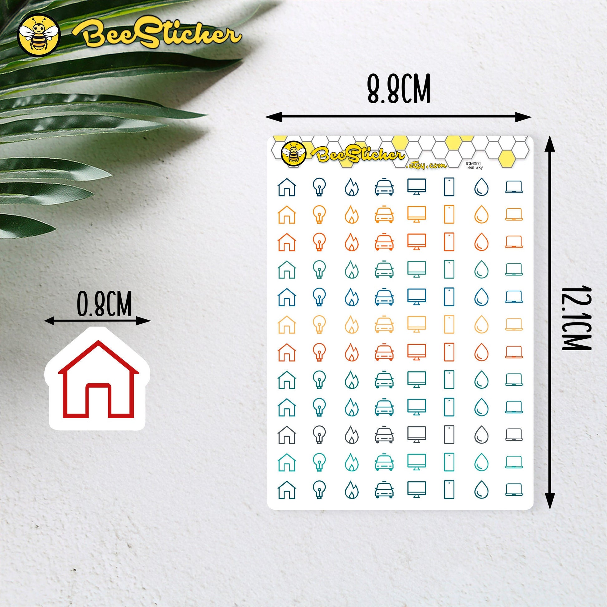 Utility Bill Mix Icon Stickers | Choose from 8 shapes and multiple colors | Planner Stickers | ICM001