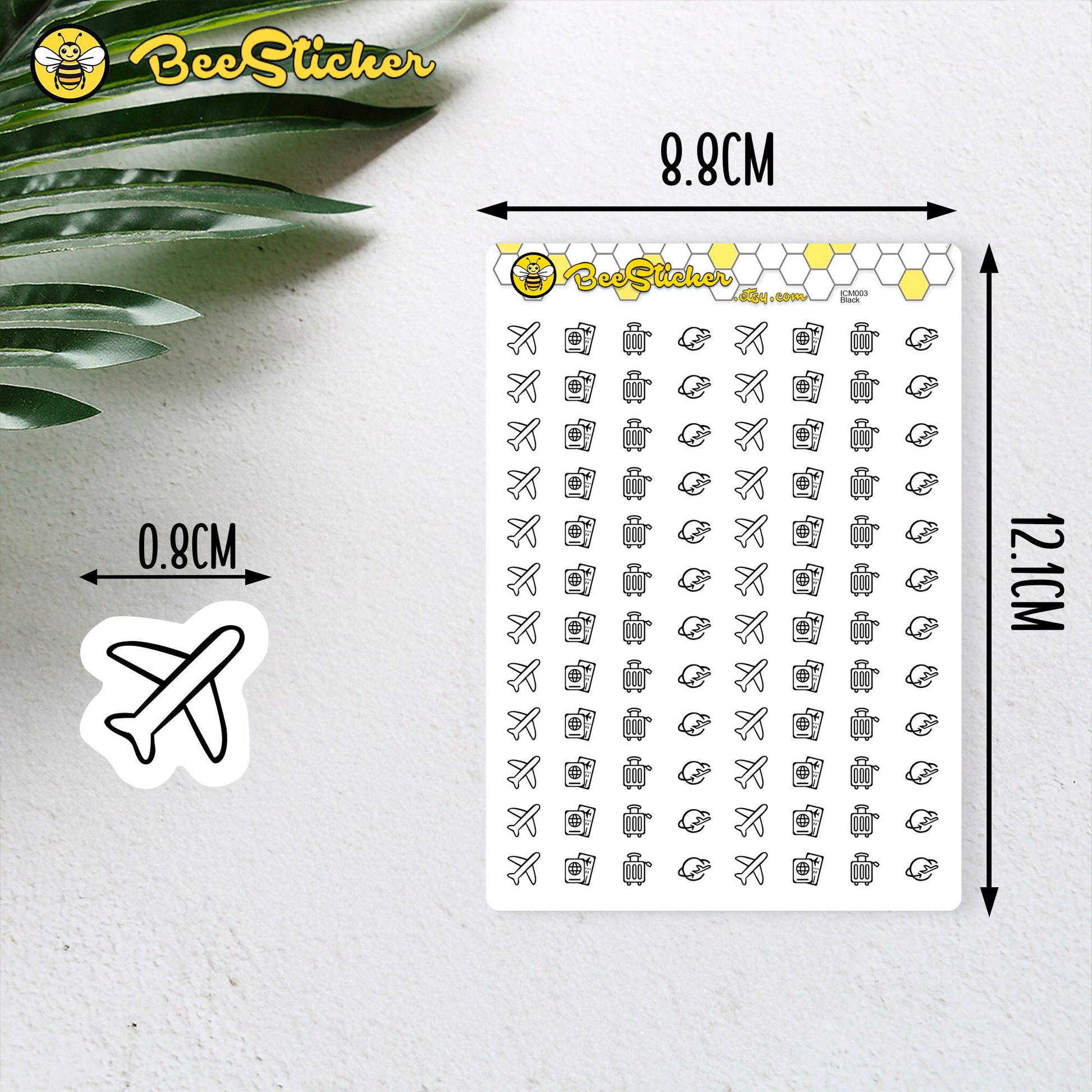 Plane Travel Mix Icon Stickers