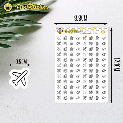 Plane Travel Mix Icon Stickers