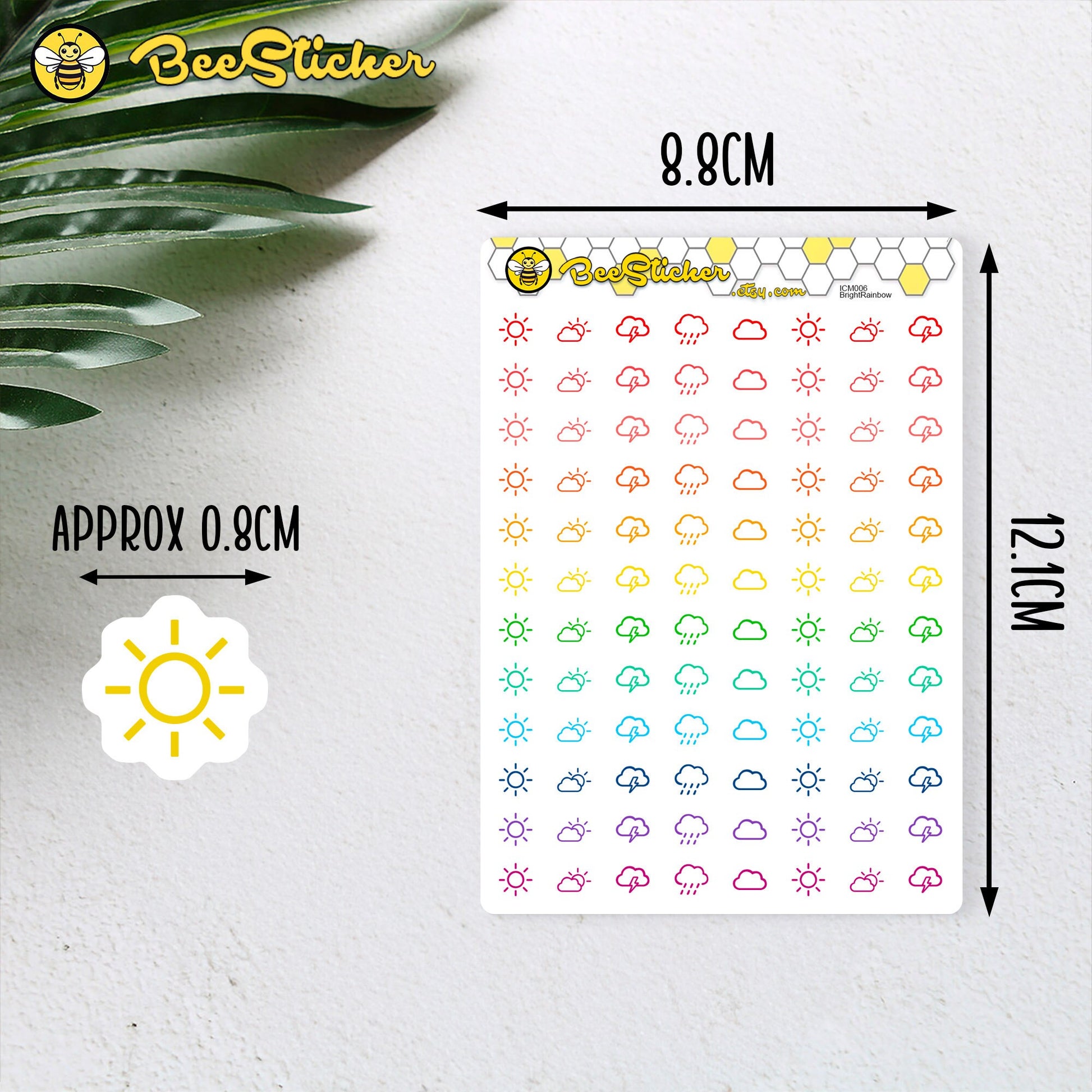 Weather Mix Icon Stickers | Choose from 5 shapes and multiple colors | Planner Stickers | ICM006