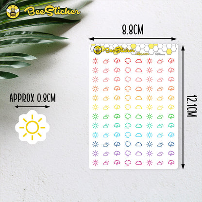 Weather Mix Icon Stickers | Choose from 5 shapes and multiple colors | Planner Stickers | ICM006