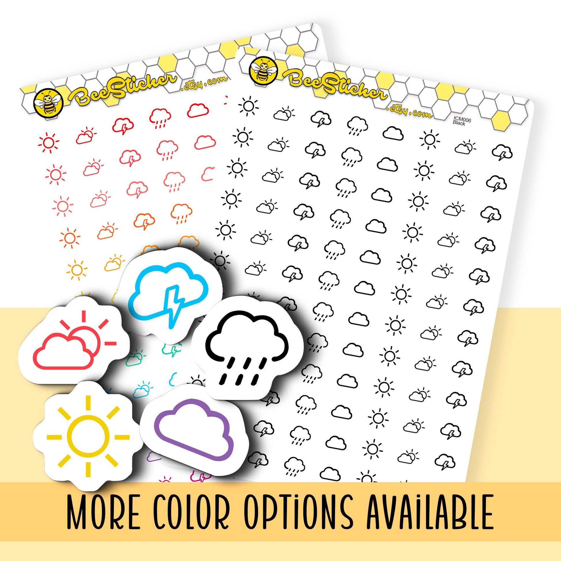 Weather Mix Icon Stickers | Choose from 5 shapes and multiple colors | Planner Stickers | ICM006