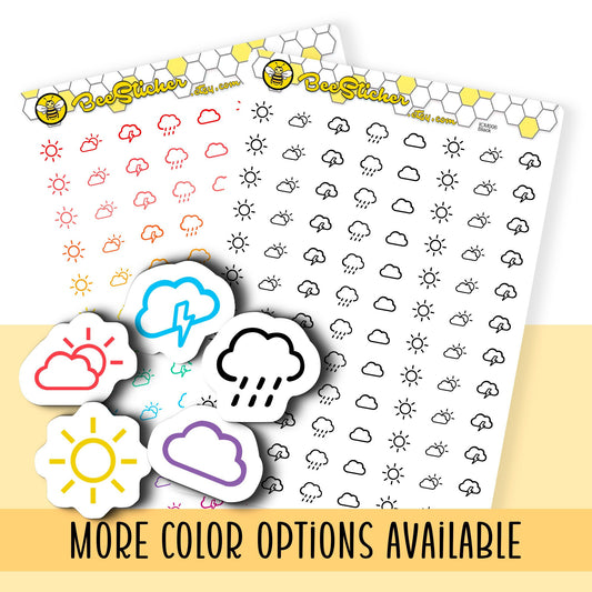 Weather Mix Icon Stickers | Choose from 5 shapes and multiple colors | Planner Stickers | ICM006