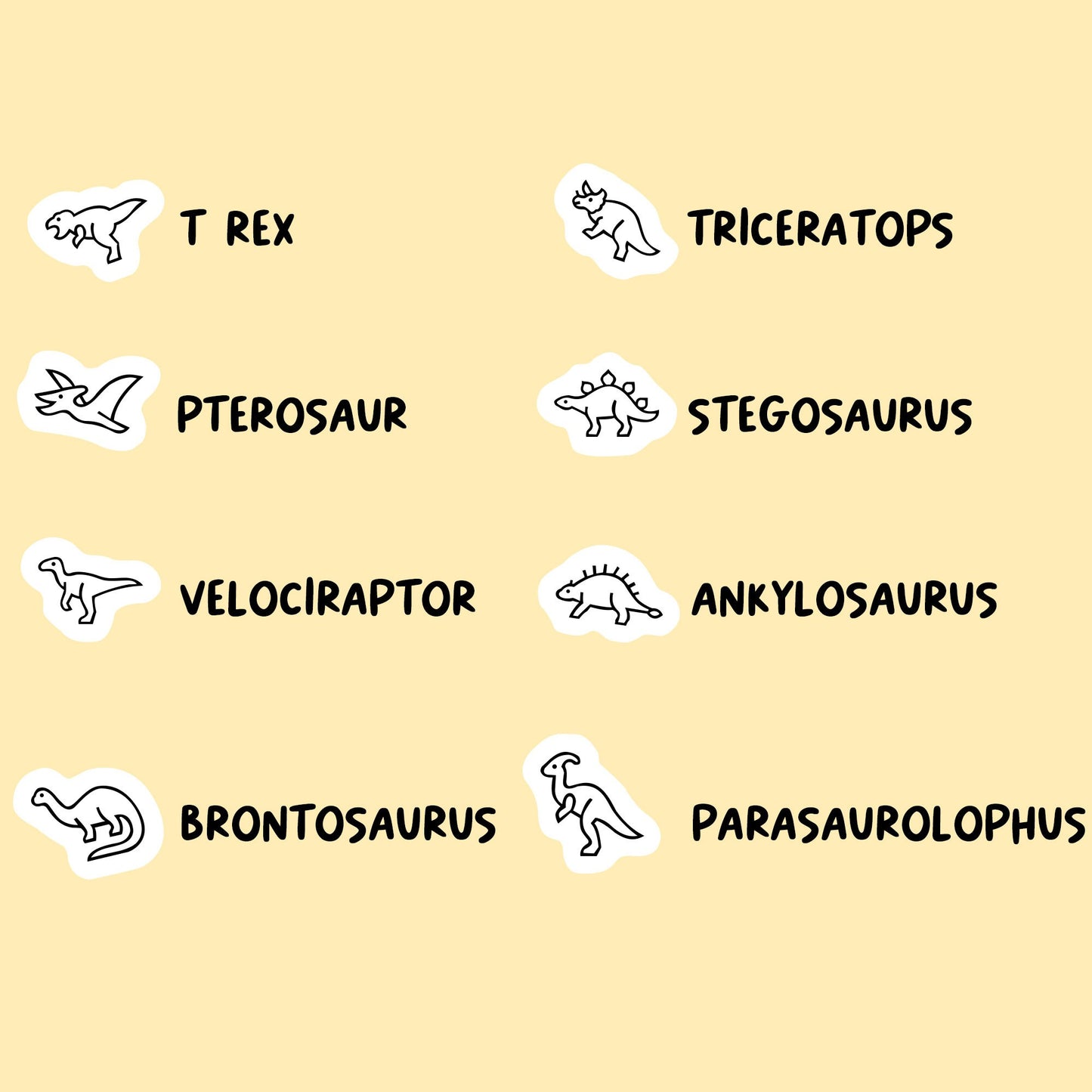 Dinosaur Mix Icon Stickers | Choose from 8 shapes and multiple colors | Planner Stickers | ICM014