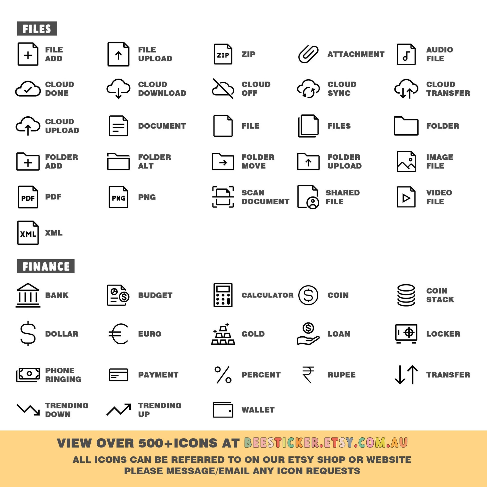 Mini Outline Icon Stickers | Choose from 360 shapes and multiple colors | Planner Stickers | IC006