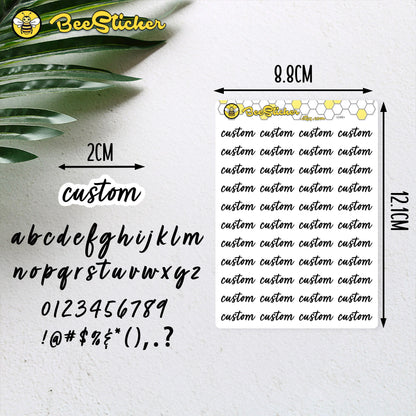 Custom Mini Script Word Stickers | Choose from multiple colors | Planner Stickers | CU001