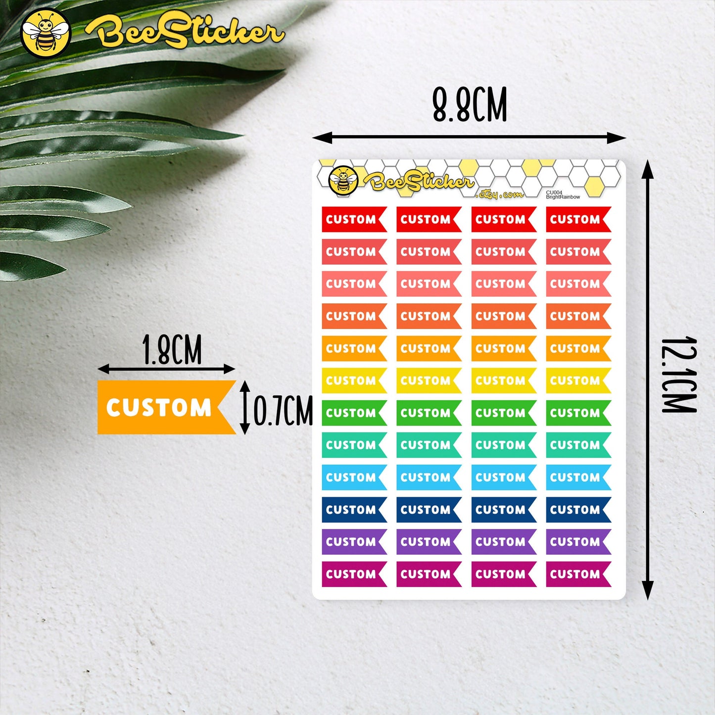 Custom Mini Horizontal Flag Stickers | Choose from multiple colors | Planner Stickers | CU004