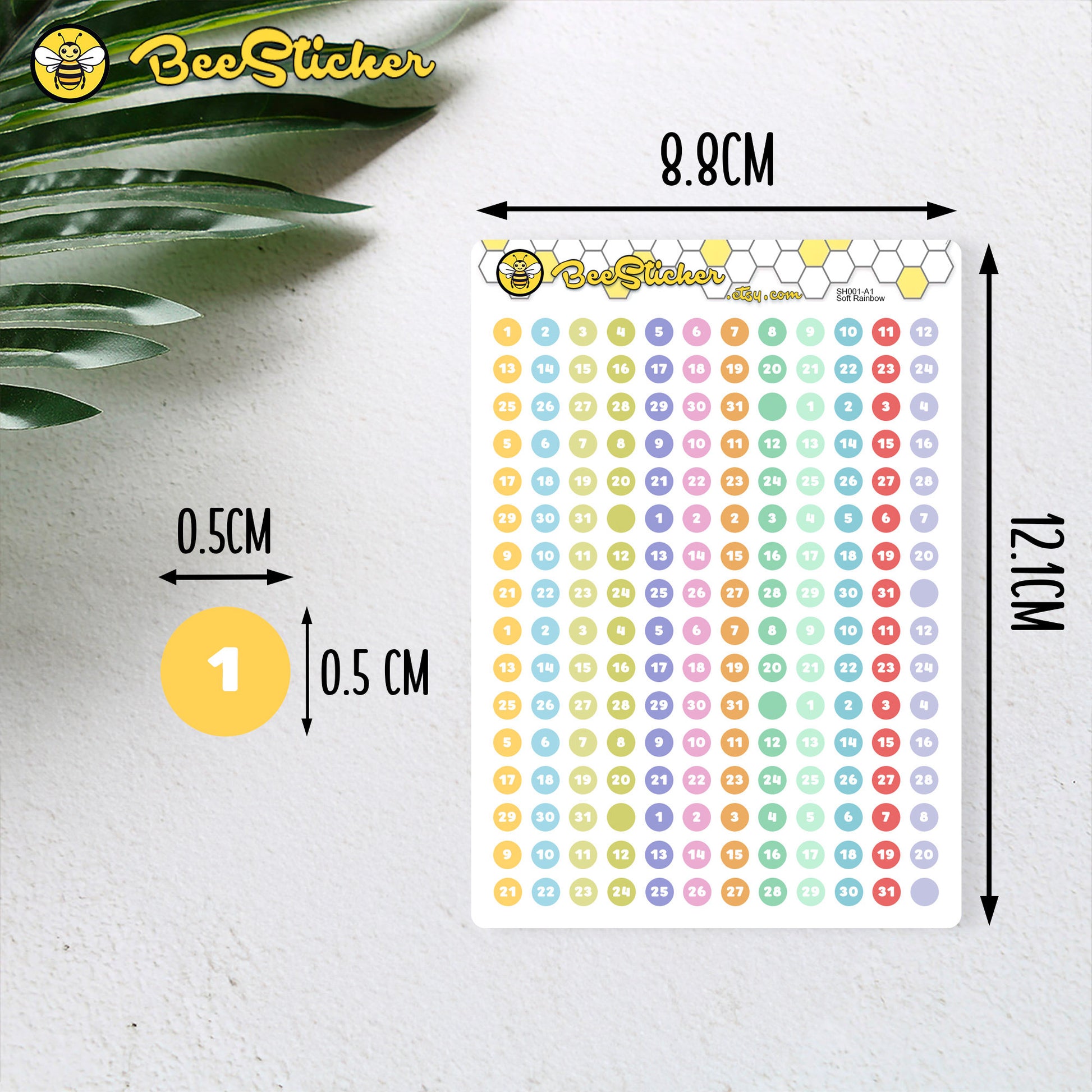 Date (1-31) Dot Stickers | Choose from multiple colors | Planner Stickers | SH001