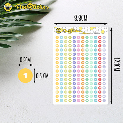 Date (1-31) Dot Stickers | Choose from multiple colors | Planner Stickers | SH001