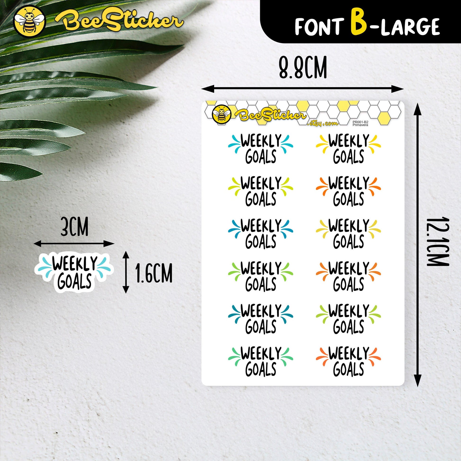 Weekly Goals Stickers | Choose from 2 fonts and multiple colors | Planner Stickers | PD001