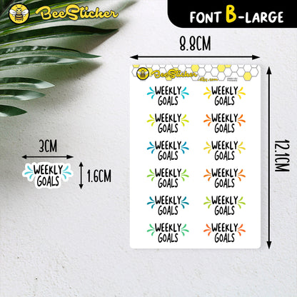 Weekly Goals Stickers | Choose from 2 fonts and multiple colors | Planner Stickers | PD001