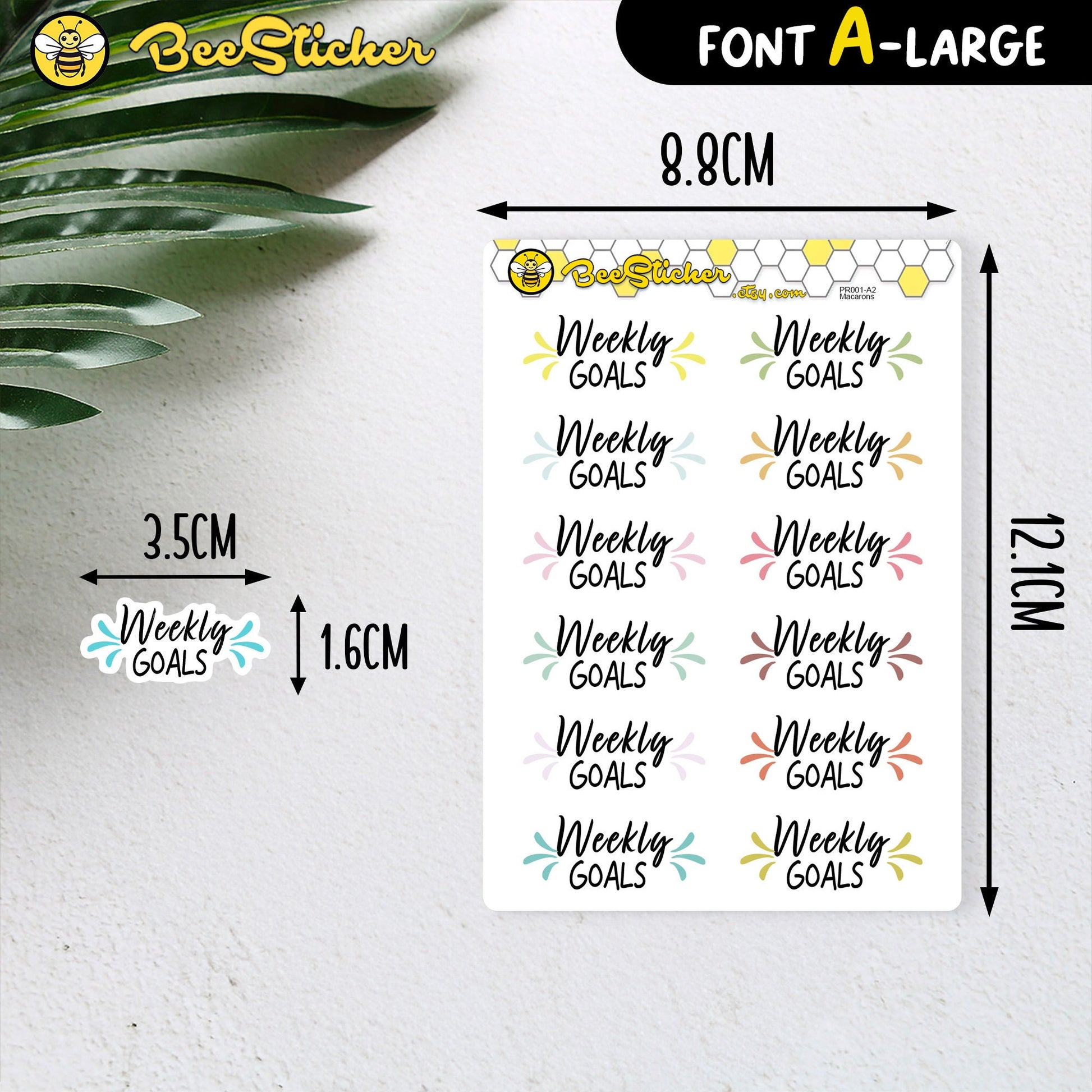Weekly Goals Stickers | Choose from 2 fonts and multiple colors | Planner Stickers | PD001
