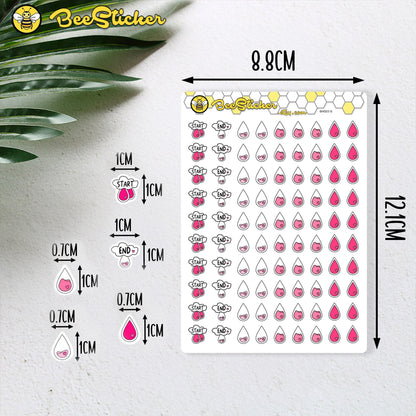 Period Care Mix Icon Stickers | Choose from 5 shapes and multiple colors | Planner Stickers | BH003
