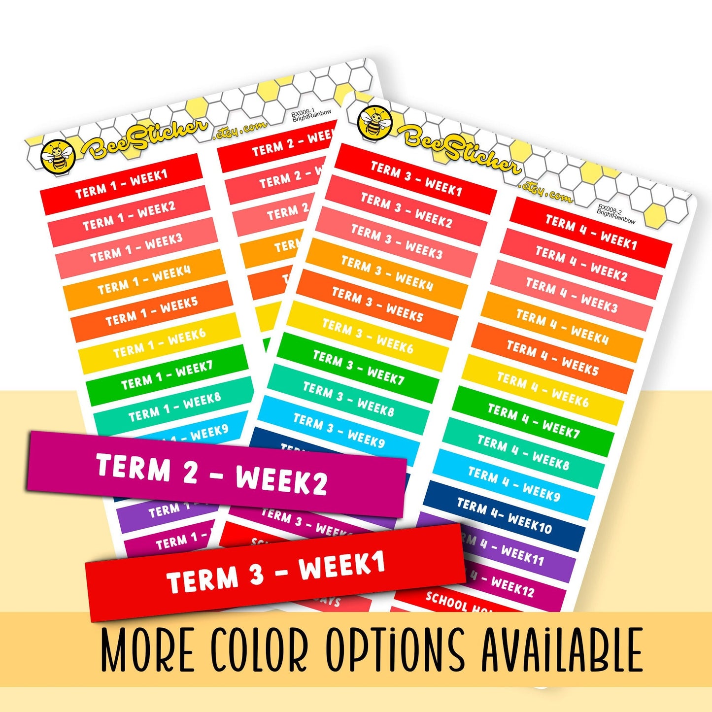 School Term Header Stickers | Choose from multiple colors | Planner Stickers | BX008