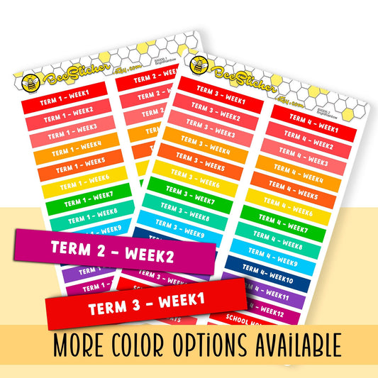 School Term Header Stickers | Choose from multiple colors | Planner Stickers | BX008