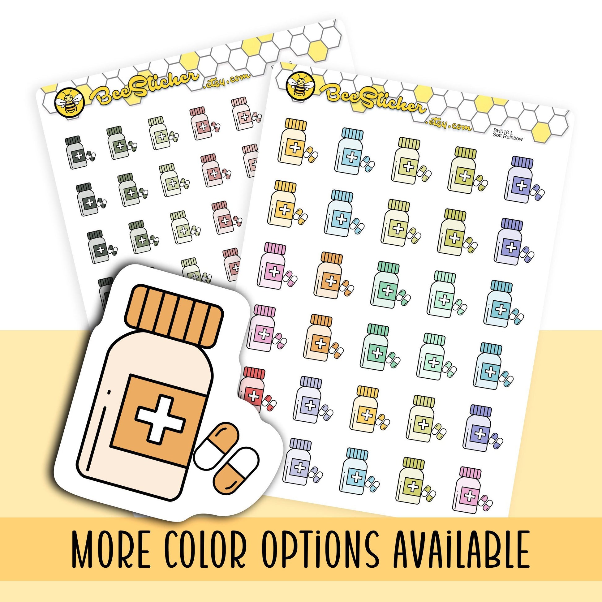 Medicine Bottle / Pill Jar Icon Stickers | Choose from multiple colors | Planner Stickers | BH018