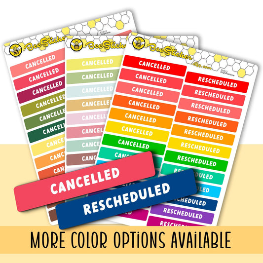 Cancelled/Rescheduled Stickers | Choose from multiple colors | Planner Stickers | FU012