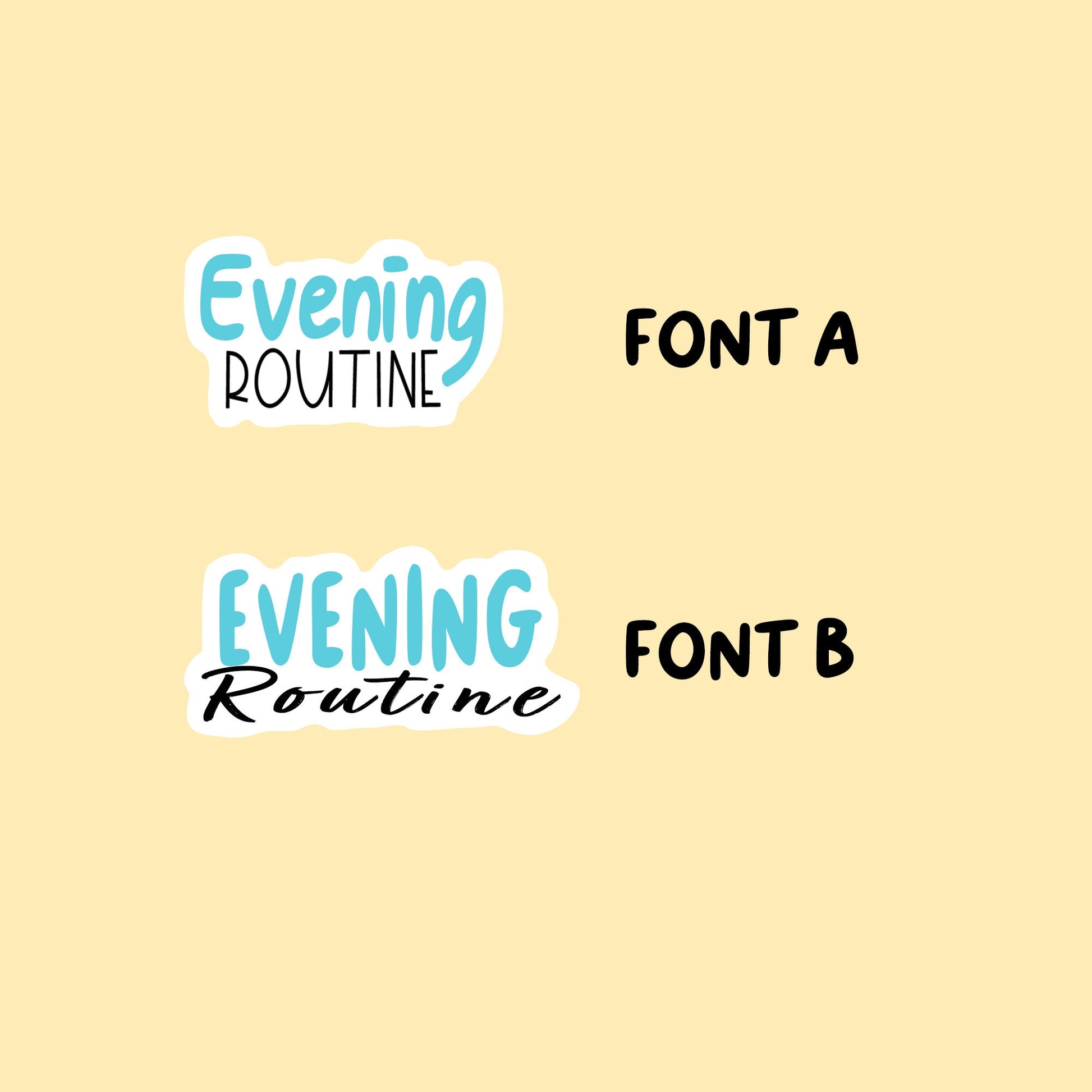 Evening Routine Stickers | Choose from 2 fonts and multiple colors | Planner Stickers | PD006