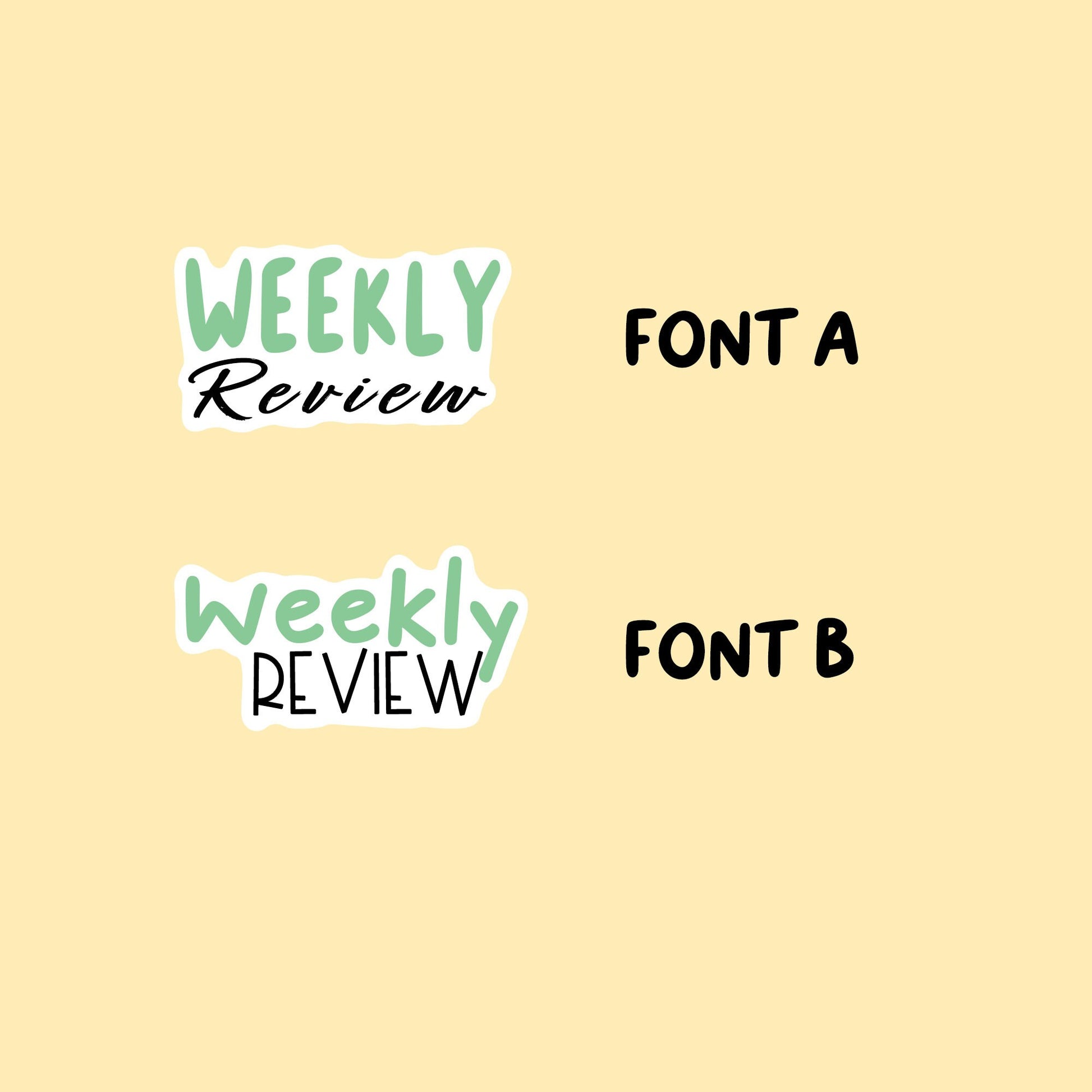 Weekly Review Stickers | Choose from 2 fonts and multiple colors | Planner Stickers | PD010