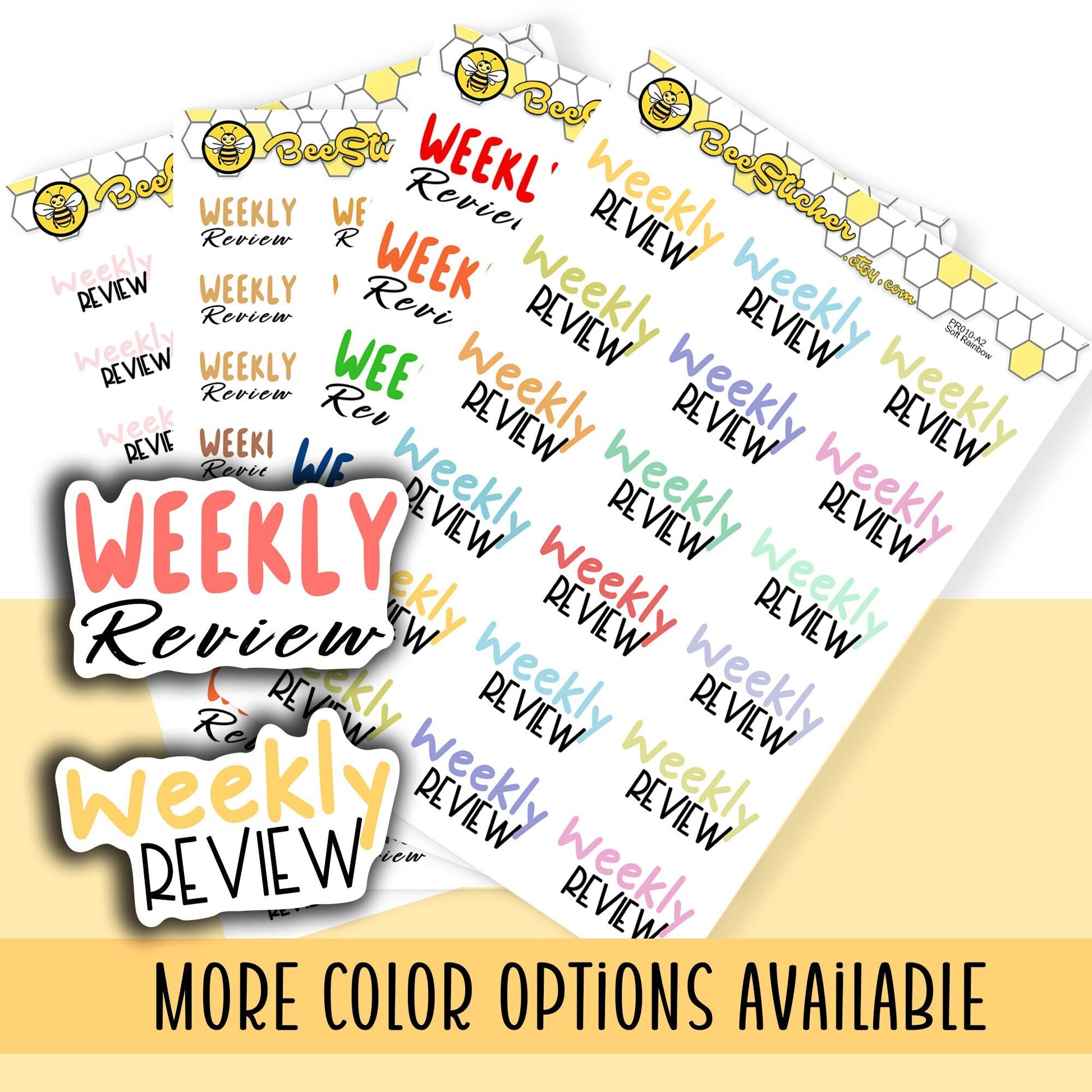 Weekly Review Stickers | Choose from 2 fonts and multiple colors | Planner Stickers | PD010