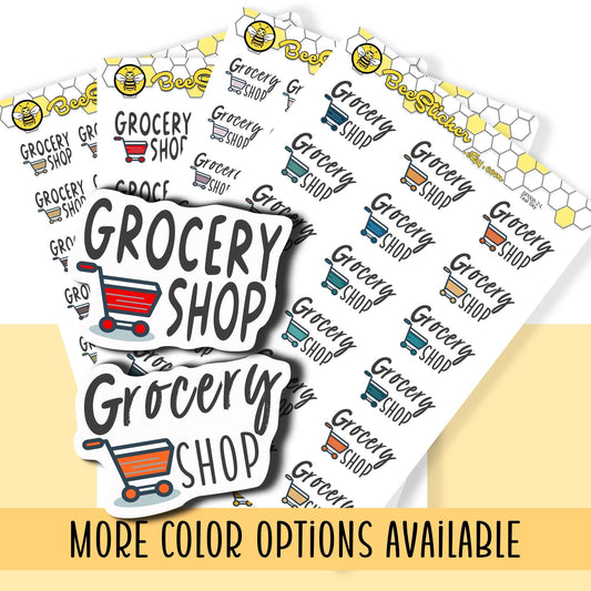 Grocery Shop Stickers | Choose from 2 fonts and multiple colors | Planner Stickers | SP008