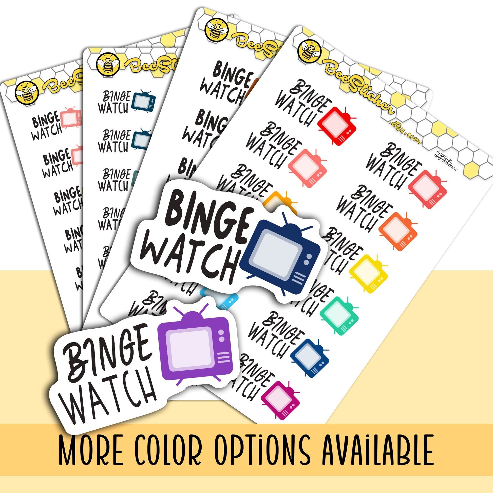 Binge Watch Stickers | Choose from 2 fonts and multiple colors | Planner Stickers | FP002