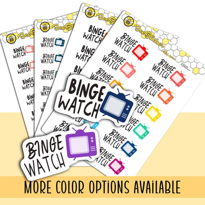 Binge Watch Stickers | Choose from 2 fonts and multiple colors | Planner Stickers | FP002
