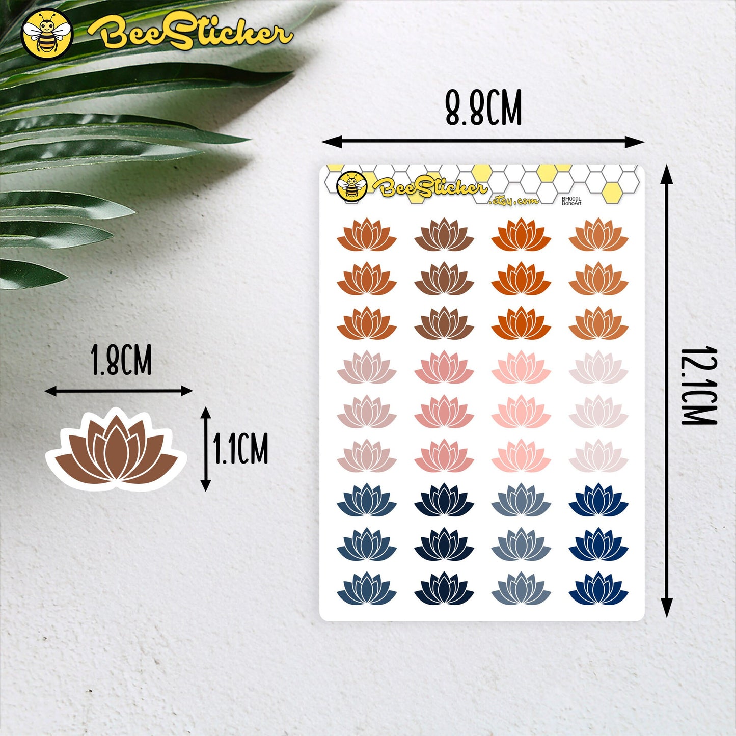Lotus Flower Icon Stickers | Choose from multiple colors | Planner Stickers | BH009