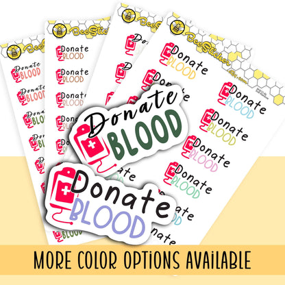 Donate Blood Stickers | Choose from 2 fonts and multiple colors | Planner Stickers | BH015